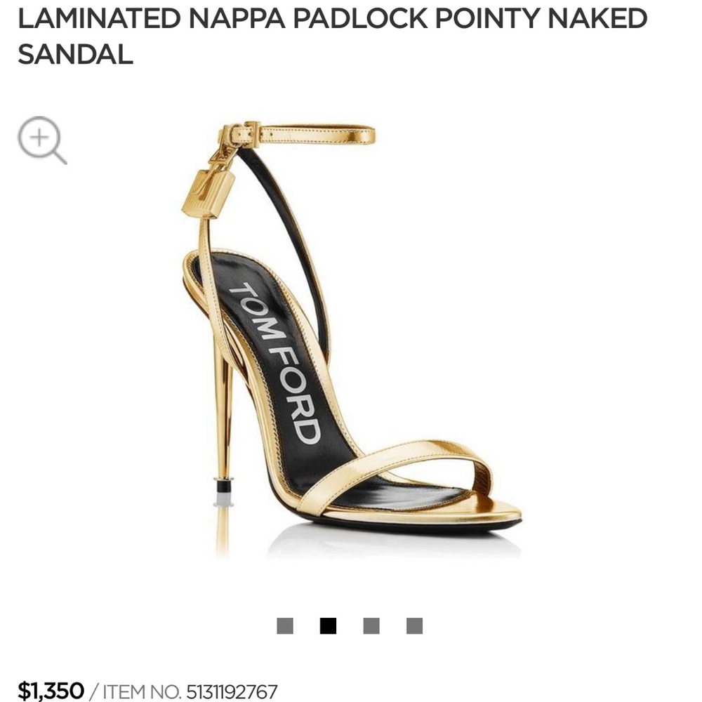Tom Ford Gold Leather Pad Lock ankle strap stiletto Sandals (Only worn once)